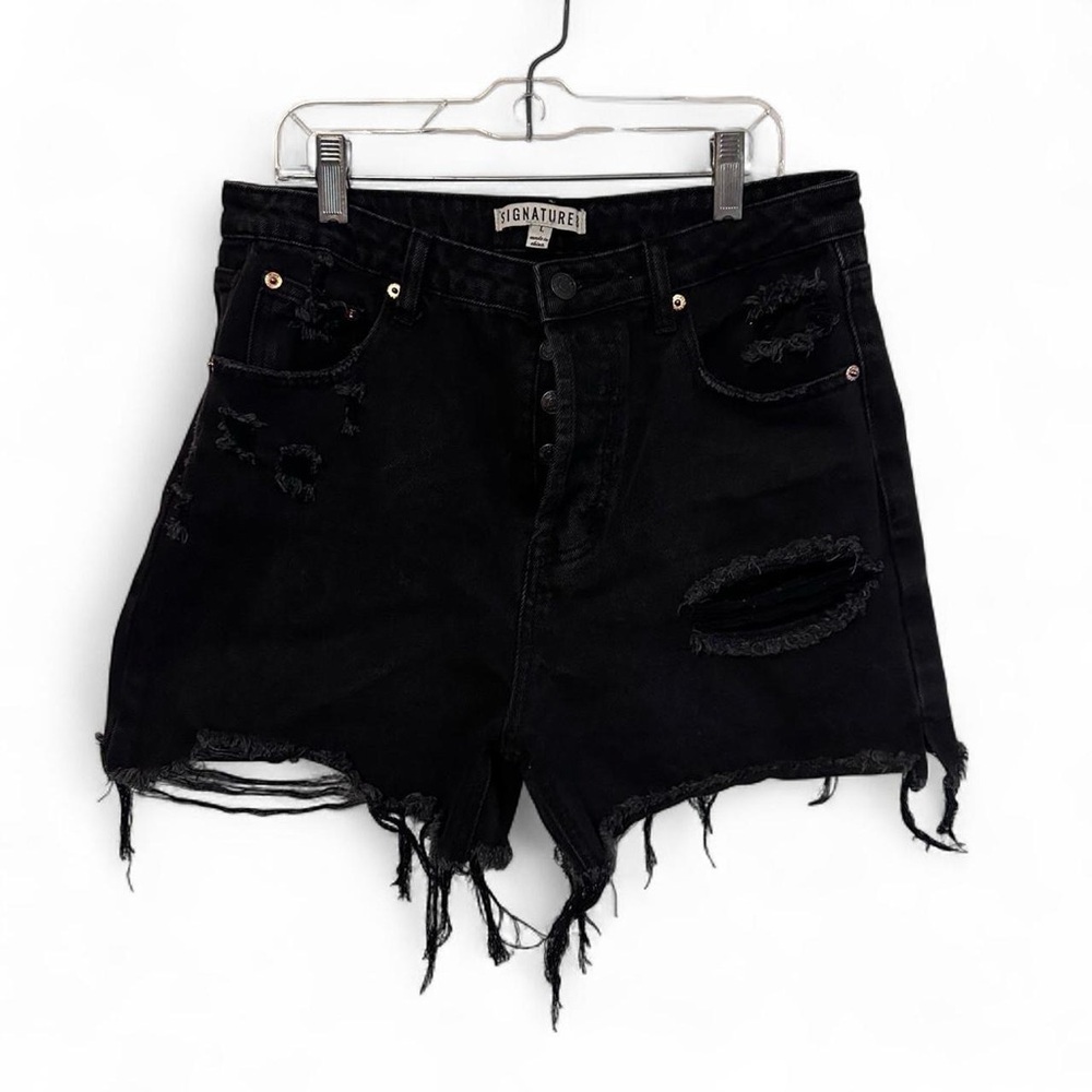Signature Brand Black Distressed Jean Denim shorts size large